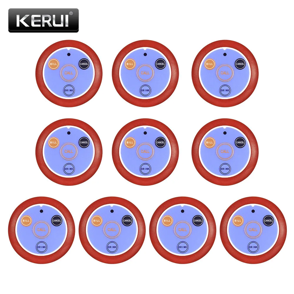 10 шт. беспроводная система вызова официанта KERUI F64 433 МГц |