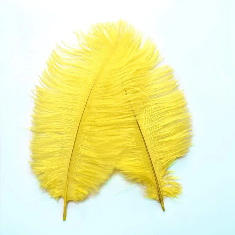 10 шт./лот, 15-70 см, натуральные желтые страусиные перья для рукоделия, украшения, сделай сам, крашение, Большие Перья, Свадебная вечеринка, украшение