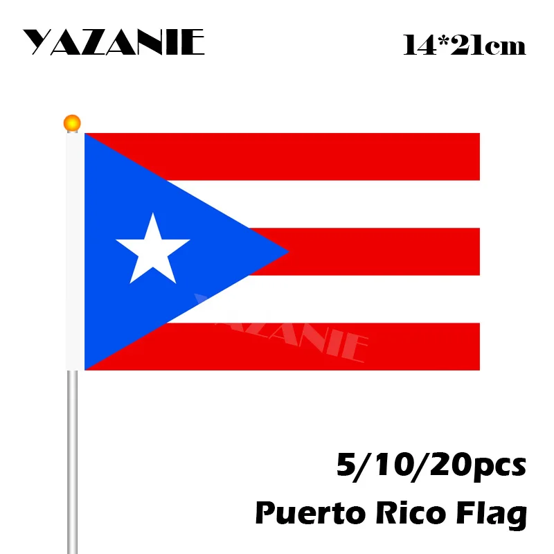 YAZANIE 14*21 см 5/10/20 шт Пуэрто Рико ручной развевающийся национальный флаг с