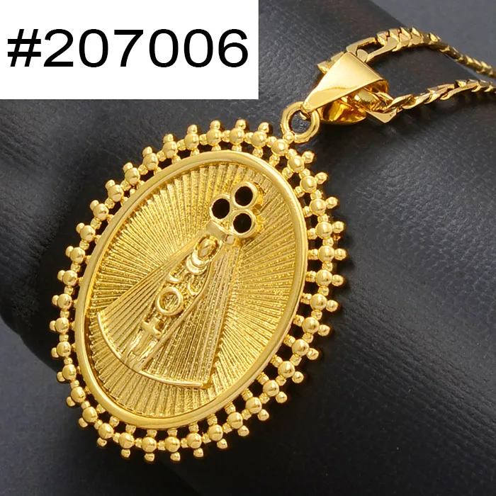 Anniyo Our Lady of Aparecida, ожерелья с подвесками, золотой цвет, девственницы Марии, ожерелья на цепочке, бразильские ювелирные изделия для католиков#207006 - Окраска металла: Model A