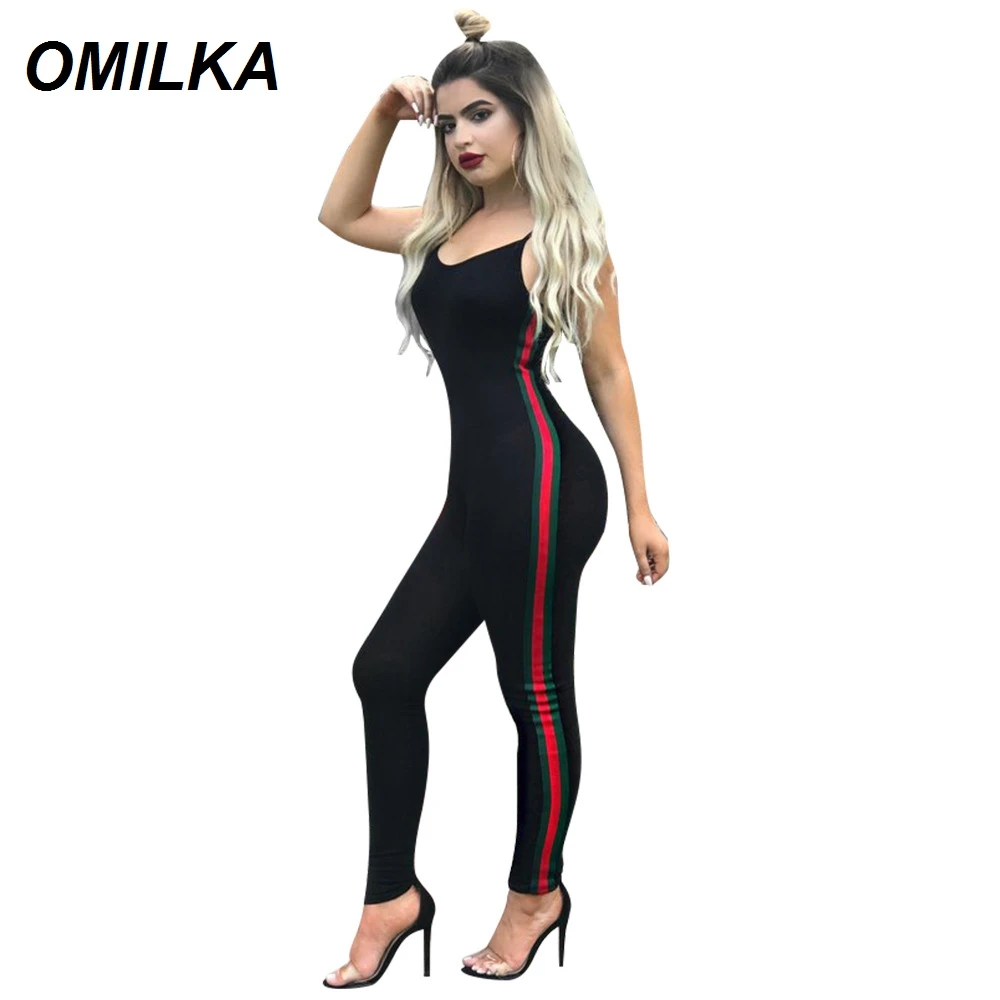 

Женский комбинезон в полоску OMILKA, летний облегающий фитнес-ремень для йоги и танцев, 2019