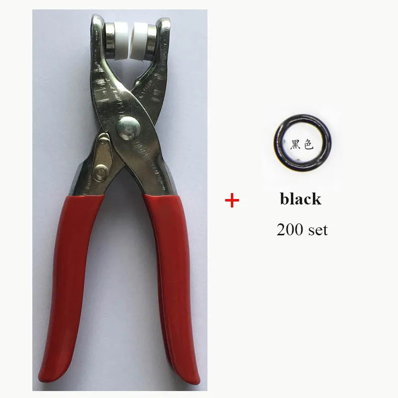 plier and 200 black Простой в использовании инструмент плоскогубцы высокое качество латунь 9,5 мм зубчатая Кнопка 200 набор 20 цветов крепеж пресс-шпильки попперы пряжки - Цвет: plier and 200 black
