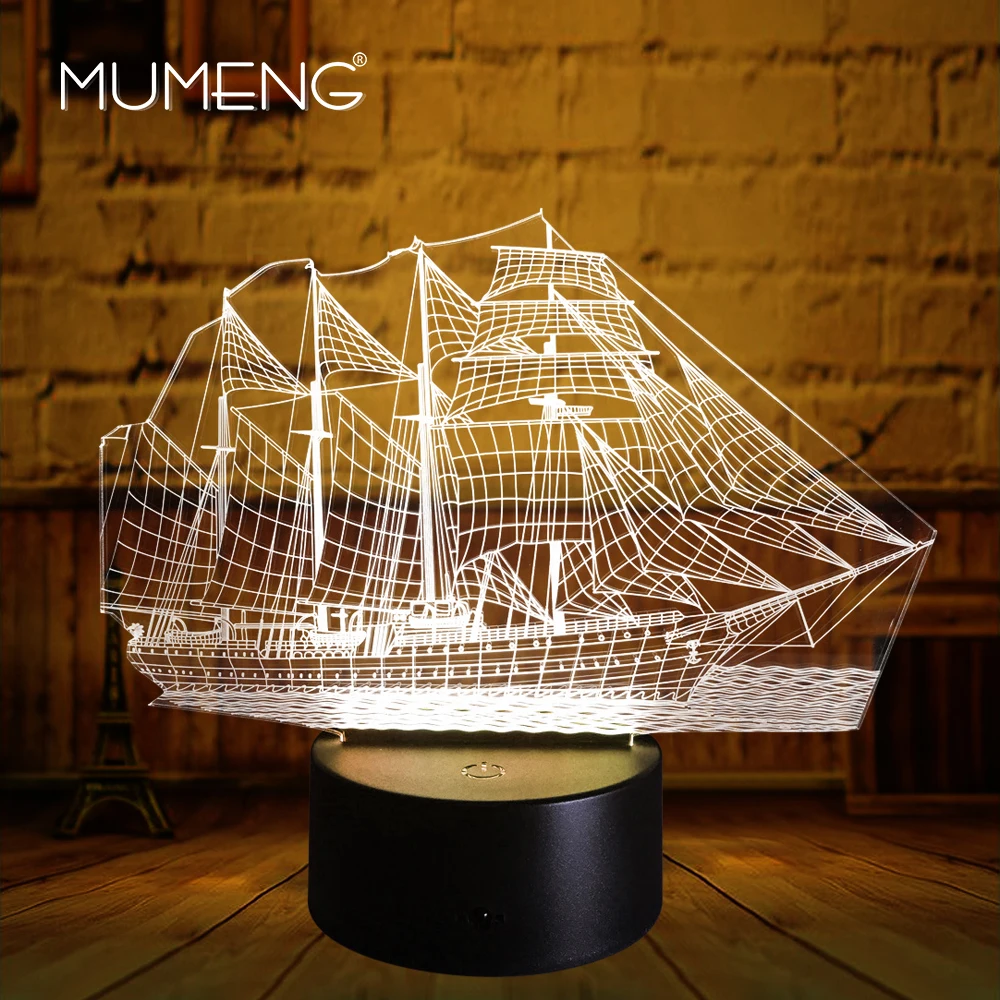 MUMENG Modern Intelligent Vessel Shape 3D Night Light LED Fashio Seven Color Lighting Gradient Colorful Desk Lamp Creative Gifts | Освещение