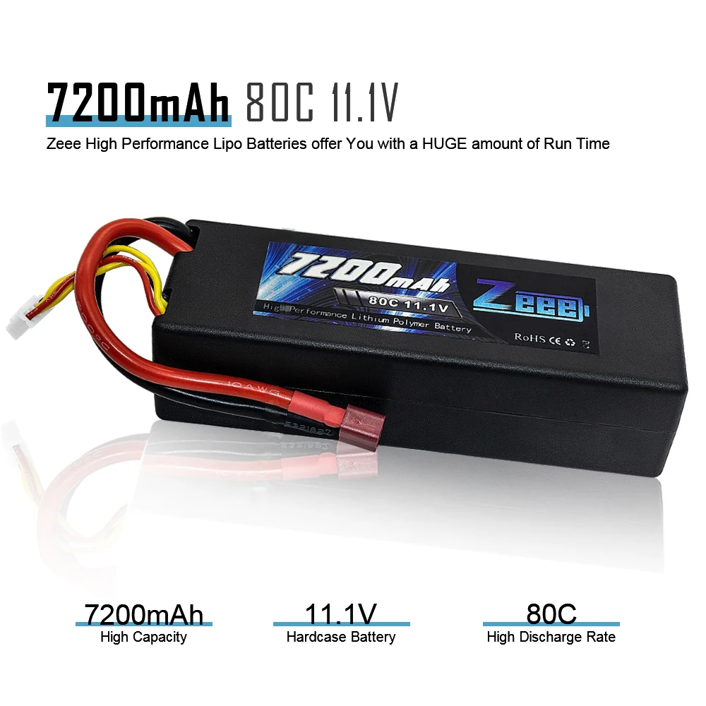 Zeee 11,1 V 7200mAh 3S RC Батарея Зарядное устройство 80C провод с силикатной гелевой Батарея с деканов штекер для RC Автомобиль Грузовик Лодка радиоуправляемая автомодель трагги FPV Самолет багги