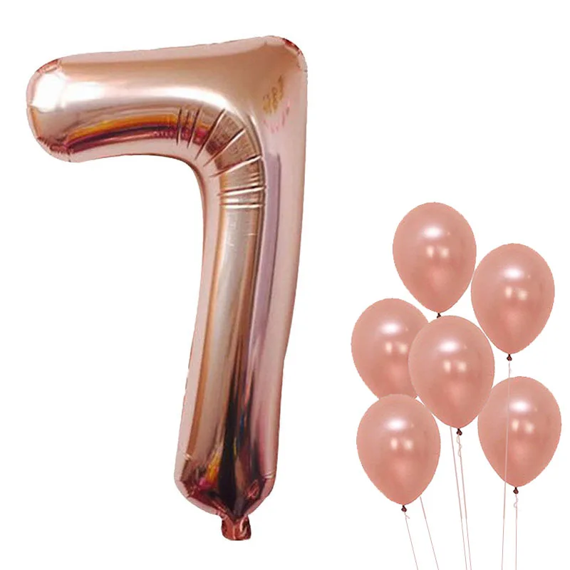 rose gold 7 Lincaier розовое золото 1st 2 3 4 5 6 7 8 9 18 21 30 40 50 60 лет с днем рождения Количество воздушных шаров вечерние украшения для детей и взрослых - Цвет: rose gold 7
