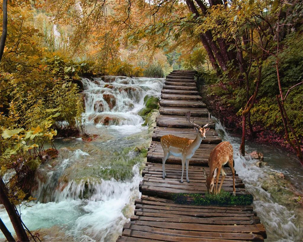 Beibehang Custom wallpaper nature scenery autumn deer tv background wall living room bedroom murals 3d | Обустройство дома