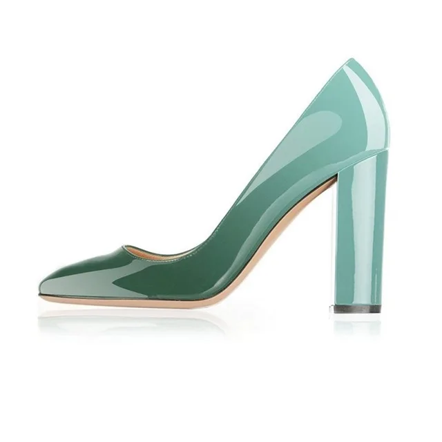 Green Gradient Lovirs/женские пикантные туфли-лодочки из лакированной кожи с острым носком на квадратном каблуке; великолепные вечерние туфли на шпильке; пикантные женские туфли-лодочки; американские размеры 5-15 - Цвет: Green Gradient
