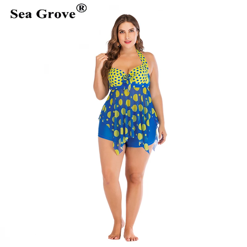 

Plus Size Underwire Push Up Swimsuit Printed Bowknot Tankini Set Padded Bathing suit Beach wear sexy bikini set swimsuit