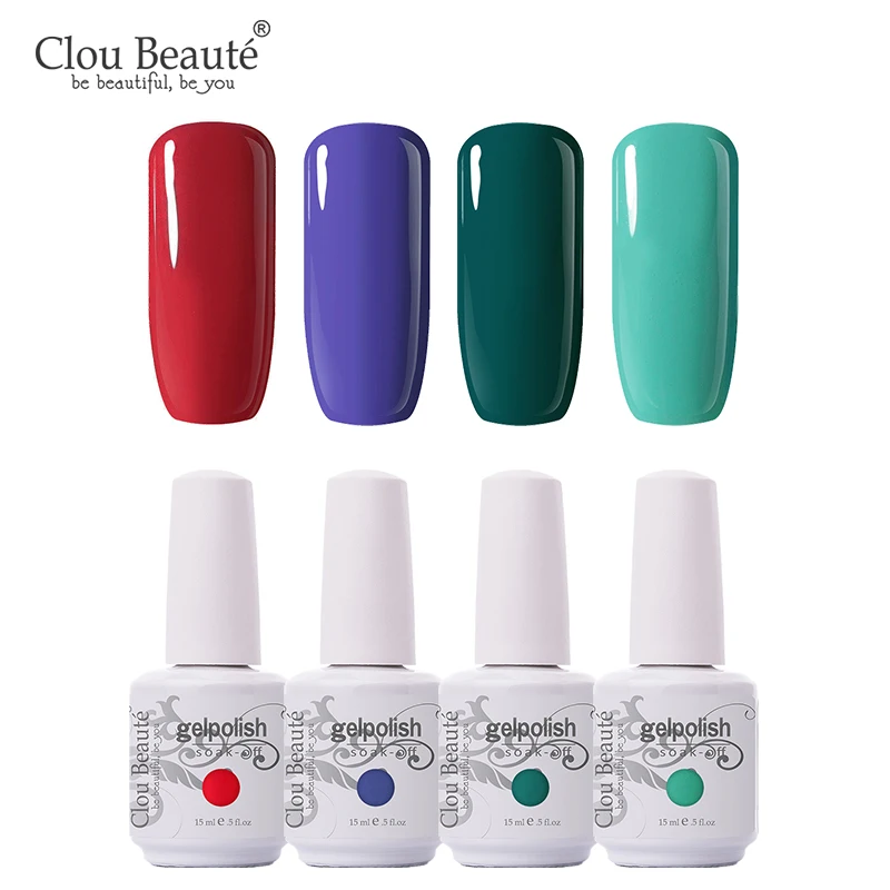 Clou Beaute 15 мл Полупостоянный Маникюр УФ лак гель лак Цвет телесный Розовый Красный Белый 4 шт. Замачивание гель краска грунтовка для ногтей