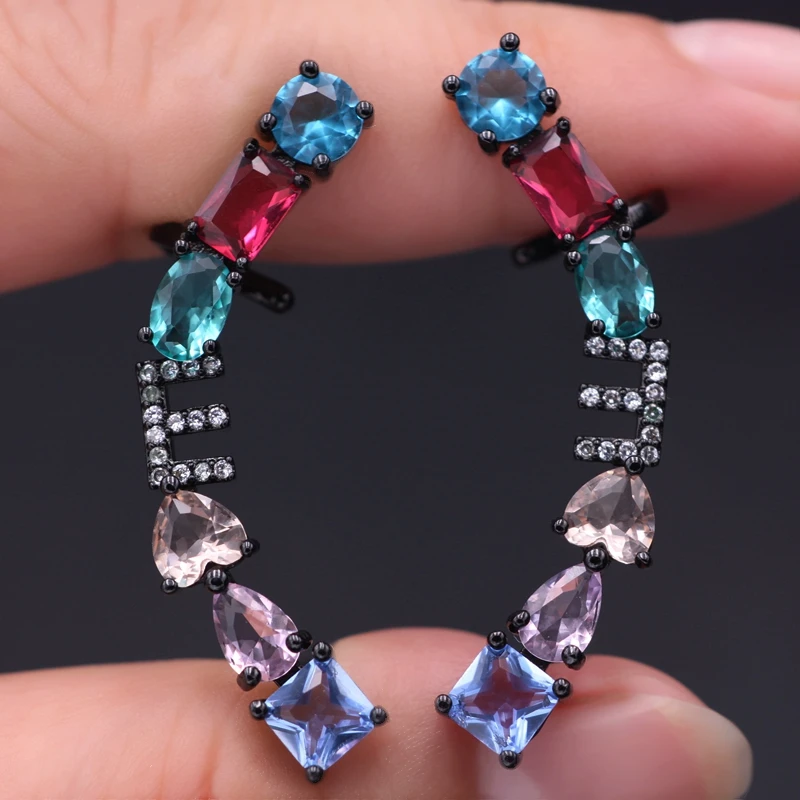 Разноцветные серьги с буквой цирконием прозрачное Хрустальное стекло клипсы для