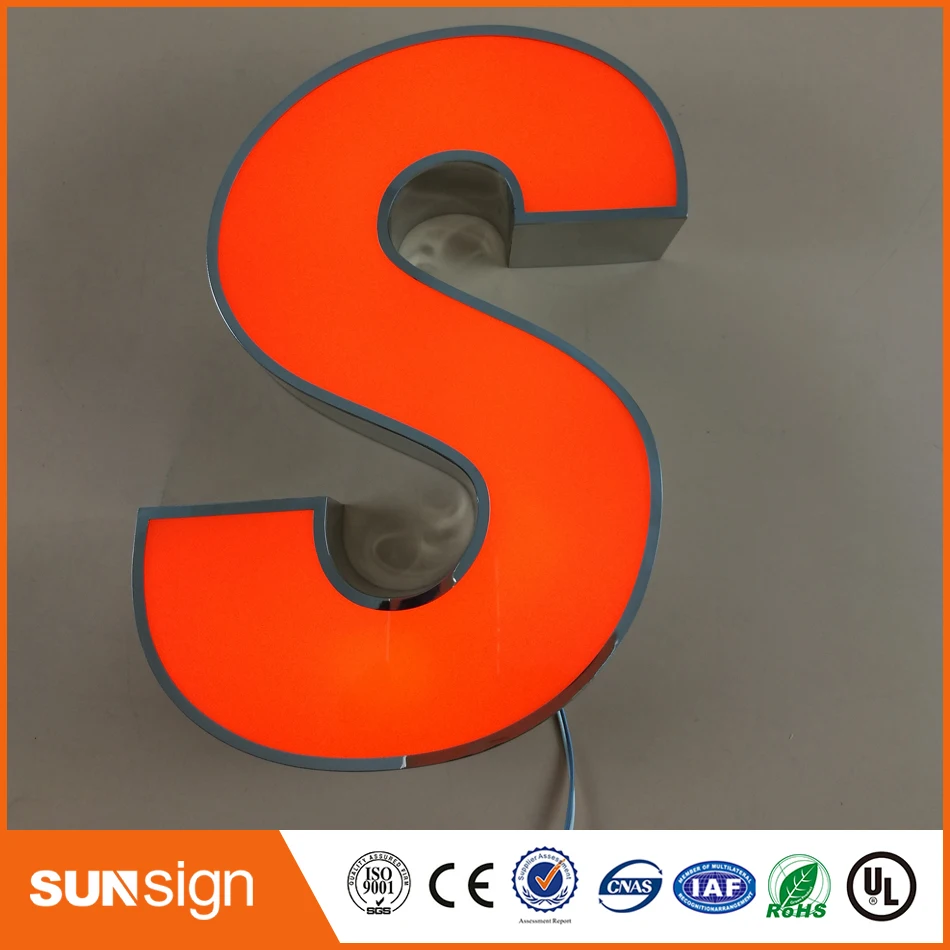 Frontlit stainless steel channel letter signage