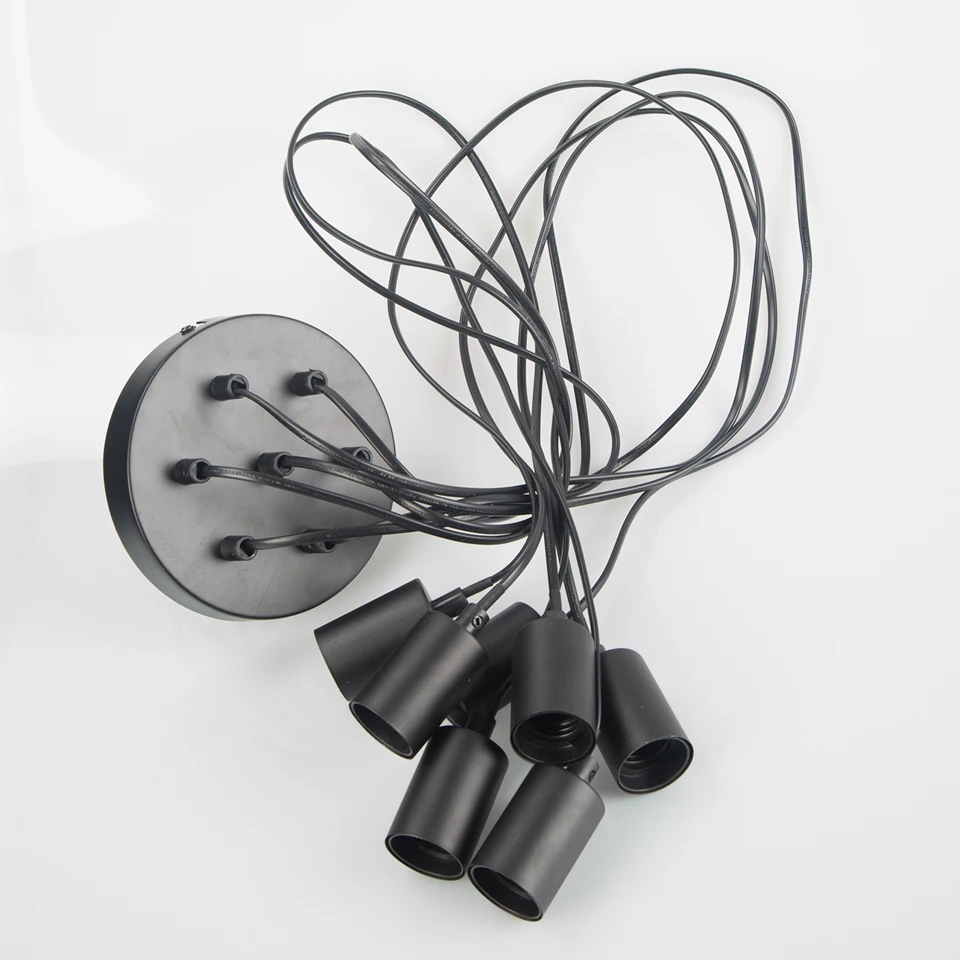 Потолочная железная черная лампа с 7 насадками подвесной светильник в стиле