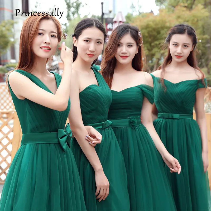 Vestido De Noiva изумрудно зеленые платья для подружки невесты длинные складки вырез