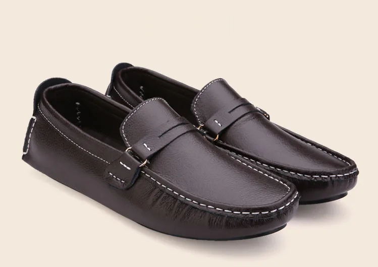 Men Flats 2017 New Best Quality Genuine Leather Casual Shoes Soft Penny Loafers Comfortable Driving Boat Sapatos | Обувь