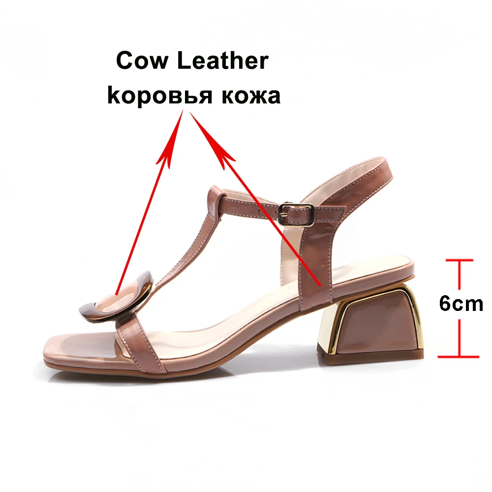Женские босоножки на квадратном каблуке Meotina летние сандалии из натуральной