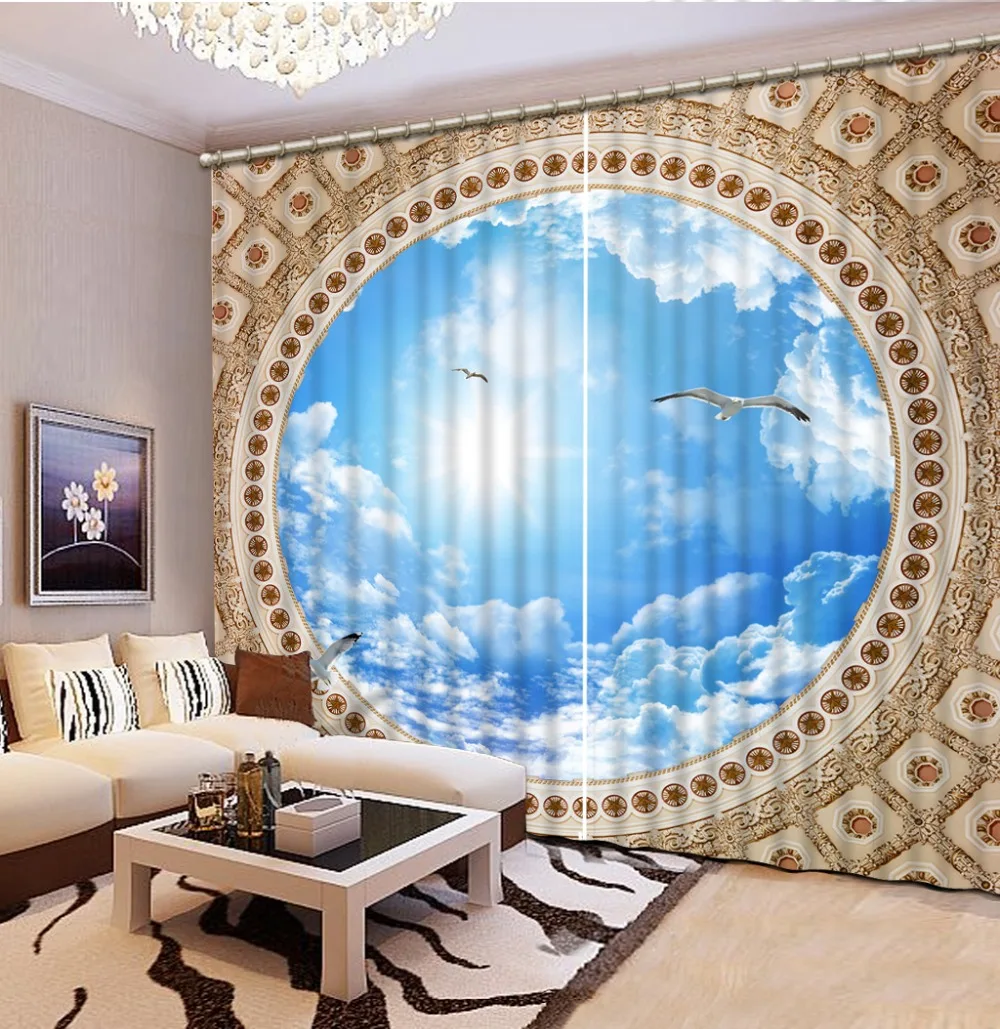 

Beautiful Photo Fashion Customized 3D Curtains blue sky curtains