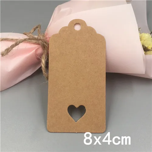 8x4cm Brown 100 шт. крафт Бумага ручной работы одежды бирки, свадьба, стаканчики для вечеринки, подарков Упаковочная этикетка бирок для подарков, код Примечание ценники - Цвет: 8x4cm Brown