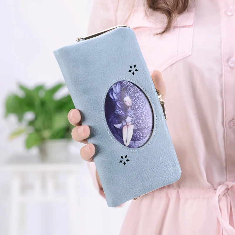 Женский Длинный кошелек из искусственной кожи модный винтажный простой женский