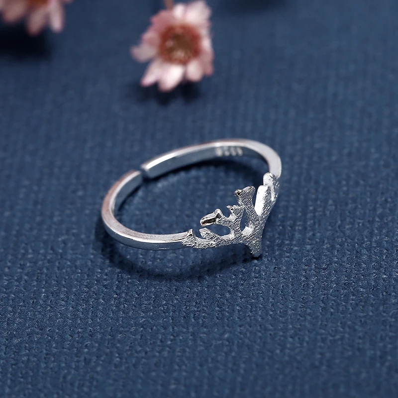 Кольца для мужчин и женщин из стерлингового серебра 925 пробы рога оленя ветряные