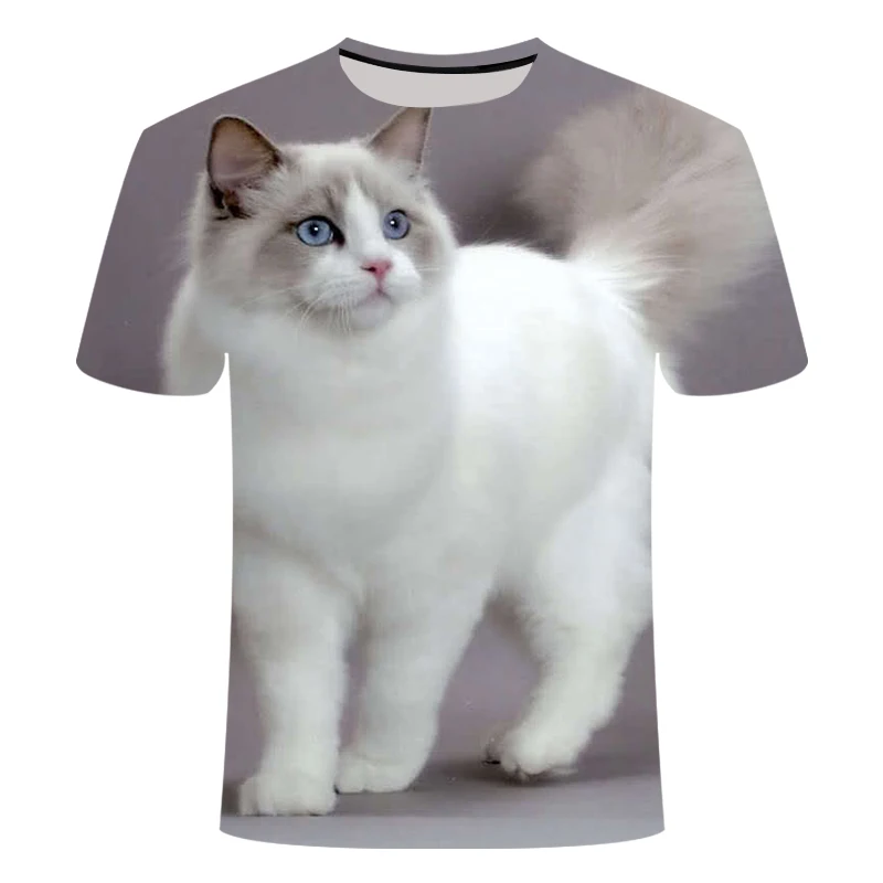 Кота тряпичная кукла с коротким Футболка рукавами платье до локтя и 3D топы