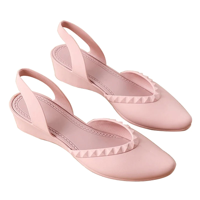 L2sandalsL33 pink Женские босоножки; модная Водонепроницаемая женская прозрачная обувь с острым носком и шипами; Летние уличные повседневные босоножки на танкетке на среднем каблуке - Цвет: L2sandalsL33 pink