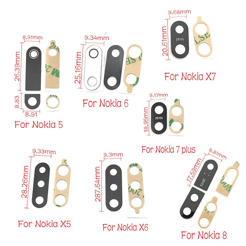 Новая задняя камера, стеклянная крышка объектива для Nokia 5 6 8 7 Plus X5 X6 X7 с клейкой наклейкой, запасные части