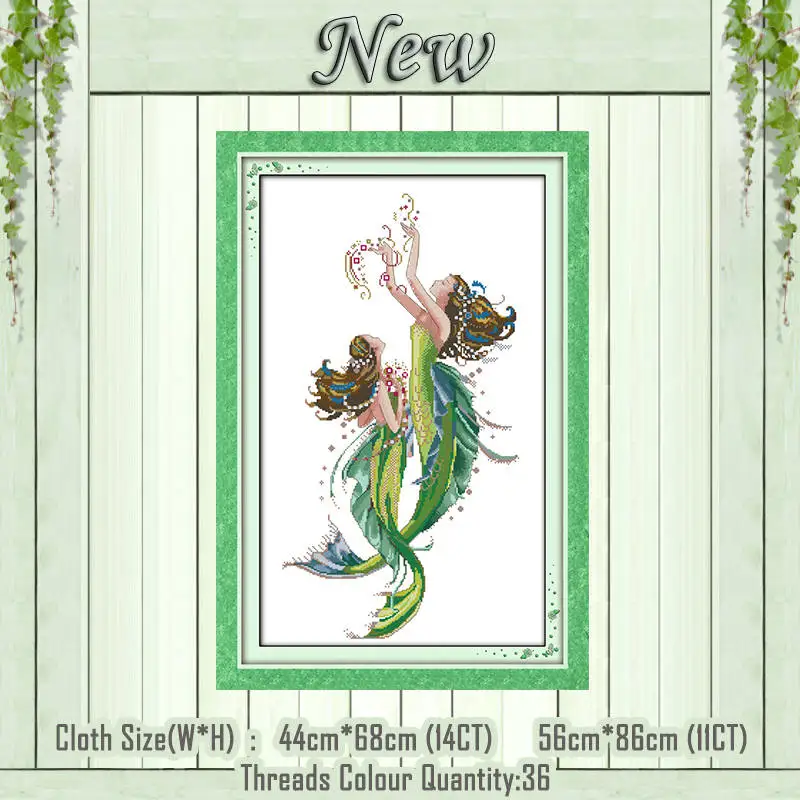 The mermaid Маленькая Русалочка Мультфильм diy картина Счетный напечатанный на холсте DMC 14CT 11CT китайский вышивка крестиком наборы для вышивания - Цвет: The mermaid