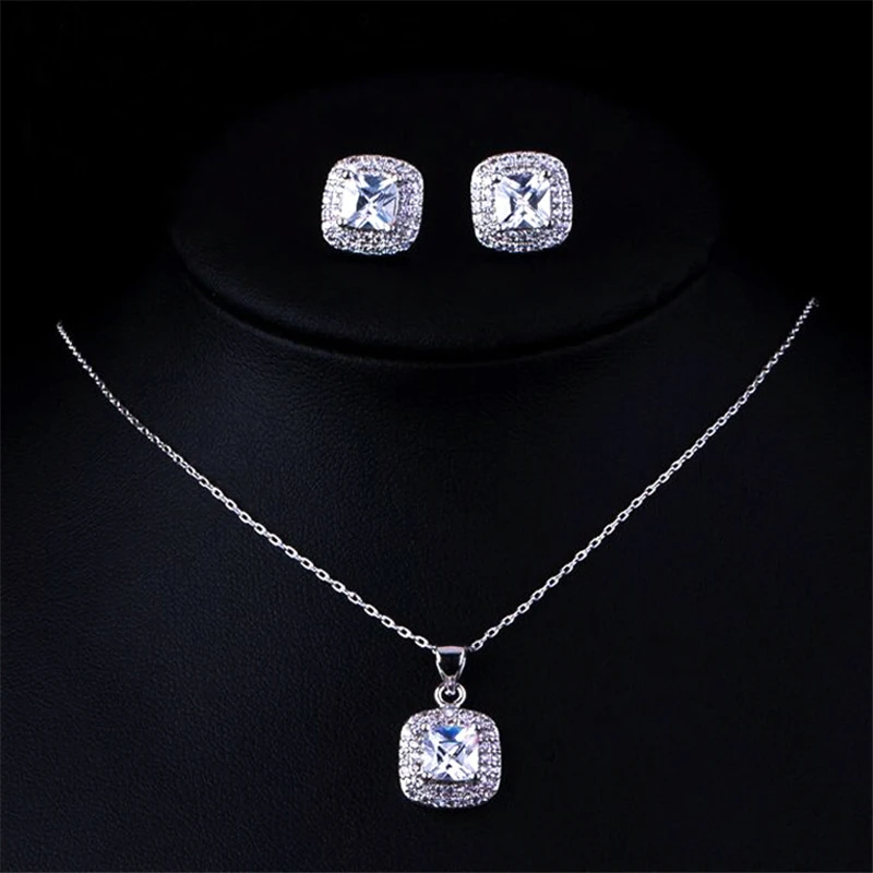 Роскошные квадратные серьги гвоздики из стерлингового серебра 925 пробы с