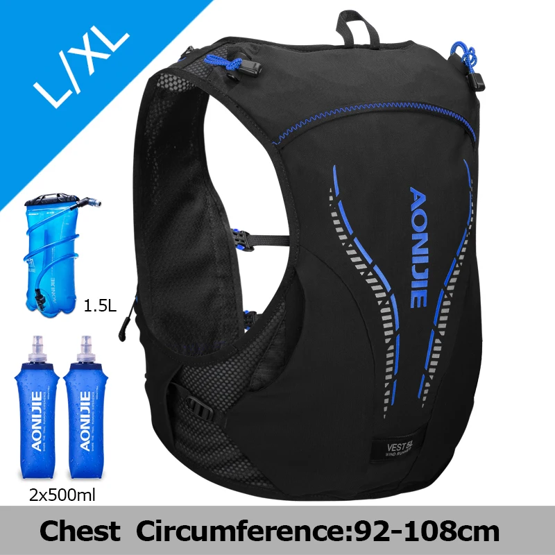 LXL Black Blue Set AONIJIE 5L Рюкзак гидратация C950 дышащий Легкий Жилет Жгут воды мочевого пузыря Пешие прогулки бег марафон гонки кемпинг - Цвет: LXL Black Blue Set