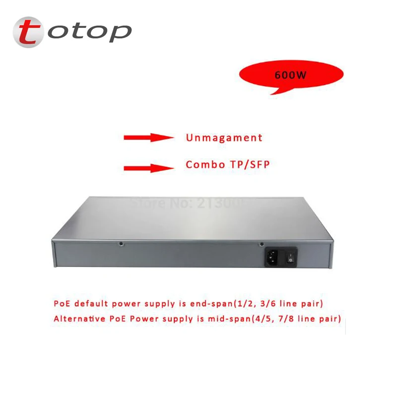 Коммутатор POE 24 порта s 100 M + 2 RJ45 и SFP combo Port Uplink IEEE 802.3af/at передача distance100