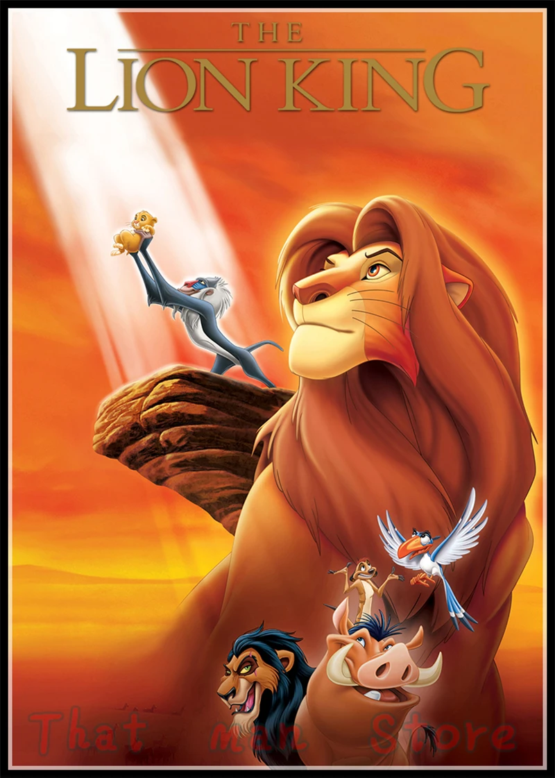 Постеры к фильмам Король Лев Simba Тимон белый картон элемент декоративной живописи печатные обои с рисунком висит изображение без рамки