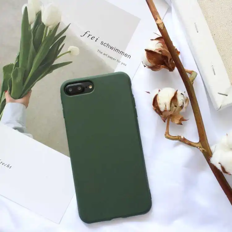 Fashion Simple green red Phone Case For iphone X XS soft silicone protective Back Cover 6 6s 7 8 plus case Coque |