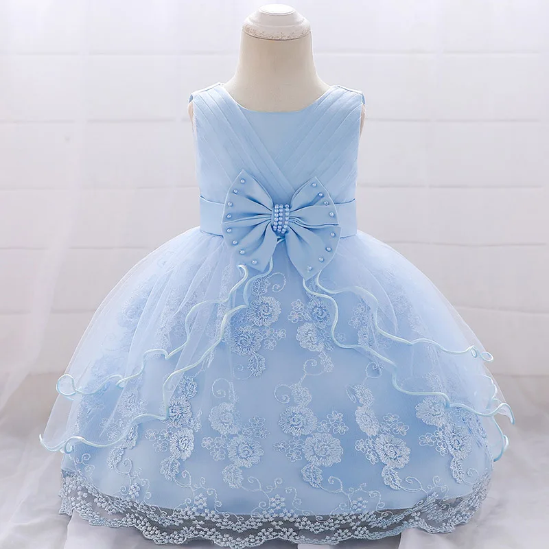 Небесно-голубой Abito bambina Abito natalizio bambina 1 anno festa di compleanno abito principessa abiti per bambini - Цвет: Небесно-голубой