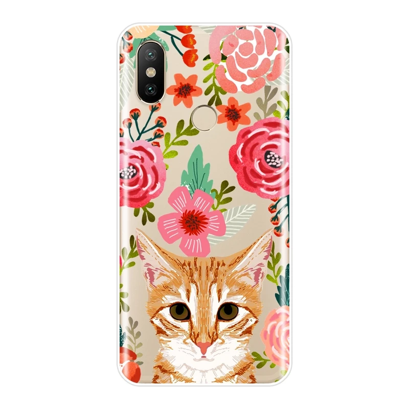 Задняя крышка для Xiaomi MI A1 A2 Lite Mi5 Mi6 Mi8 мягкий силиконовый чехол с цветочным