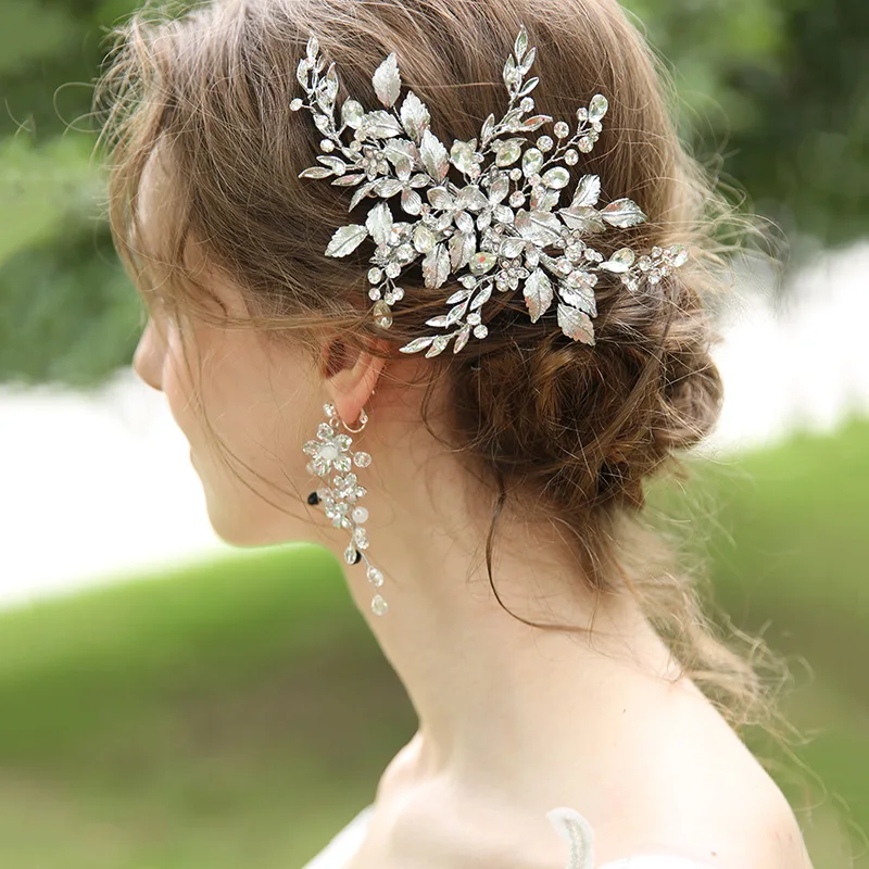 

Floralbride Handmade Wired Crystal Rhinestone Flower Wedding Hair Clip Barrettes Bridal Headpiece Hair accessories Women Jewelry