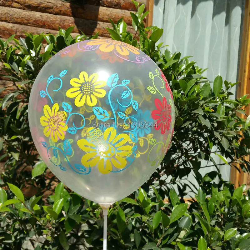 Прозрачный шар очень красивый латексный круглый с цветочным принтом украшение