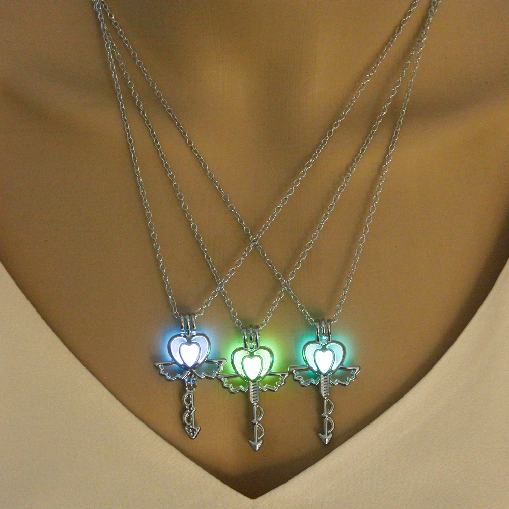 2019 New Luminous Stone Love Heart Necklace Women Fashion Glow in the Dark Pendant Necklaces Trendy Pendants Jewelry | Украшения и