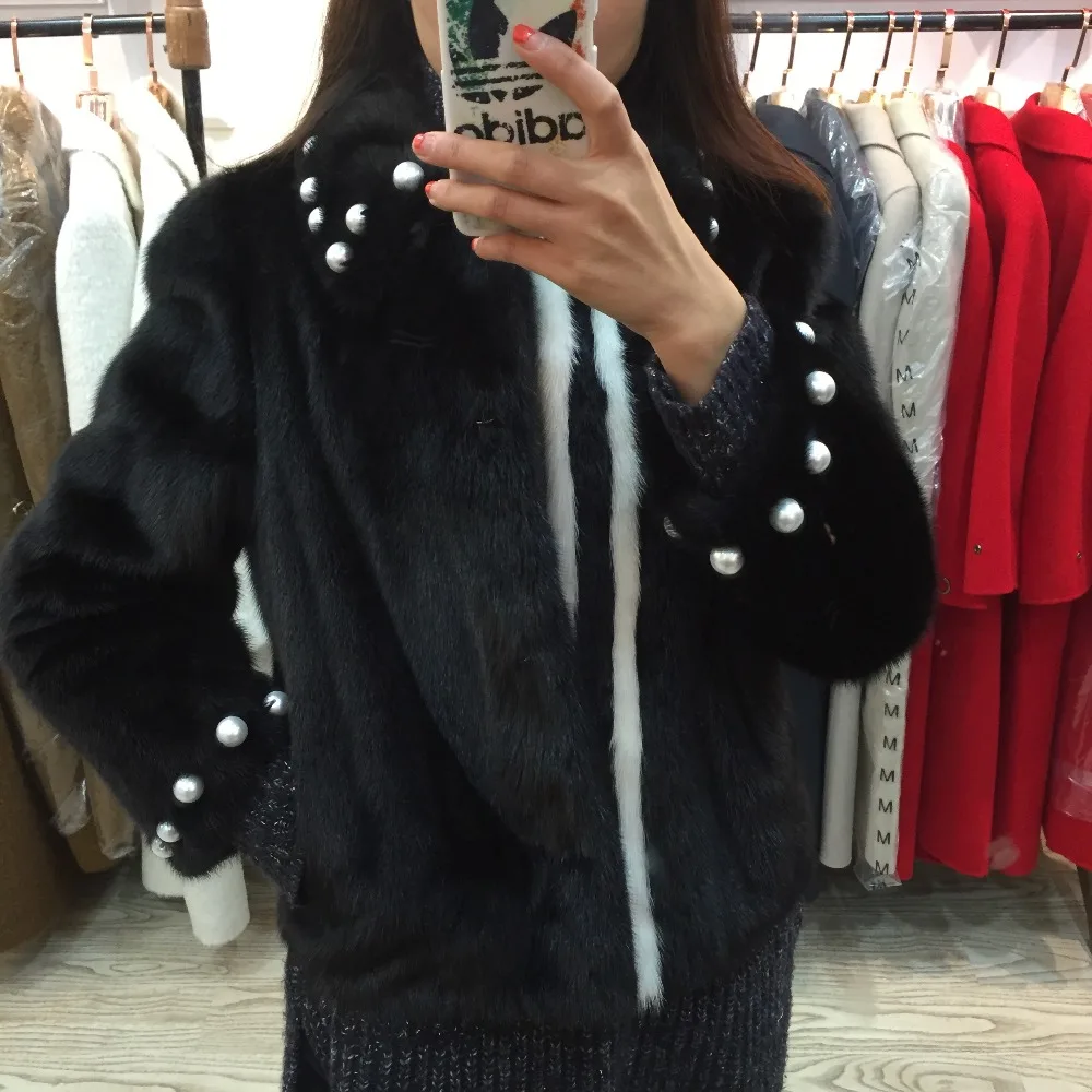 SQXR модная женская шуба из натурального меха норки популярная норки|fur real|real mink