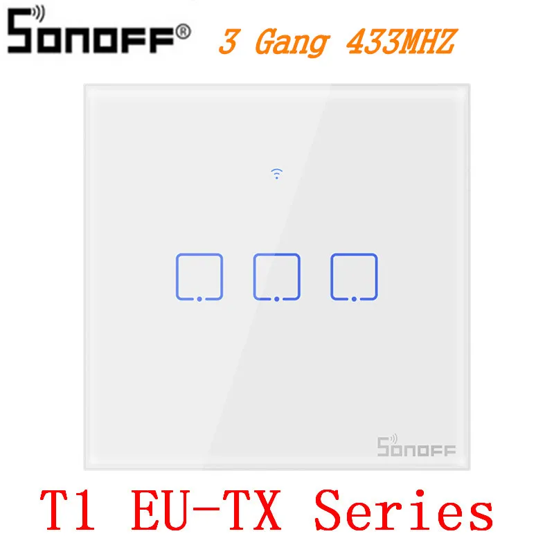 T1 EU-TX 3 Gang Itead Sonoff T1 ЕС 86 1/2/3 TX 433 МГц RF Дистанционное управление Wi-Fi настенный переключатель умный дом пульт дистанционного управления переключатель работает с Alexa Google Home - Комплект: T1 EU-TX 3 Gang