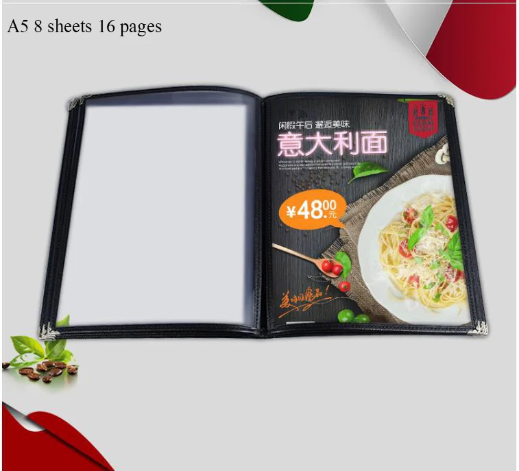 8 sheets 16 pages Применимо к A5/2/4/6/8/лист пластиковые панели меню клип прозрачный меню обложка книги - Цвет: 8 sheets 16 pages