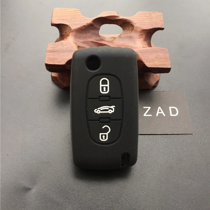 Силиконовый резиновый чехол ZAD для автомобильного ключа защитный Peugeot 107 207 307 407 308