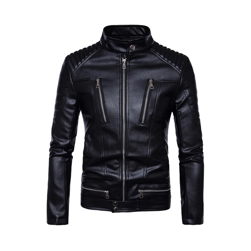 B013 Black HEROBIKER мотоциклетная куртка из искусственной кожи Мужская винтажная Ретро мото искусственная Панк кожаные куртки одежда для мотоцикла пальто приталенный Размер - Цвет: B013 Black