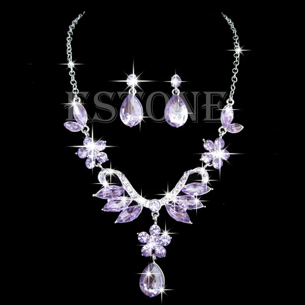 Purple Новинка, акриловое ожерелье, серьги, подвеска, цепочка, ювелирный набор, для невесты, для свадебной вечеринки - Окраска металла: Purple