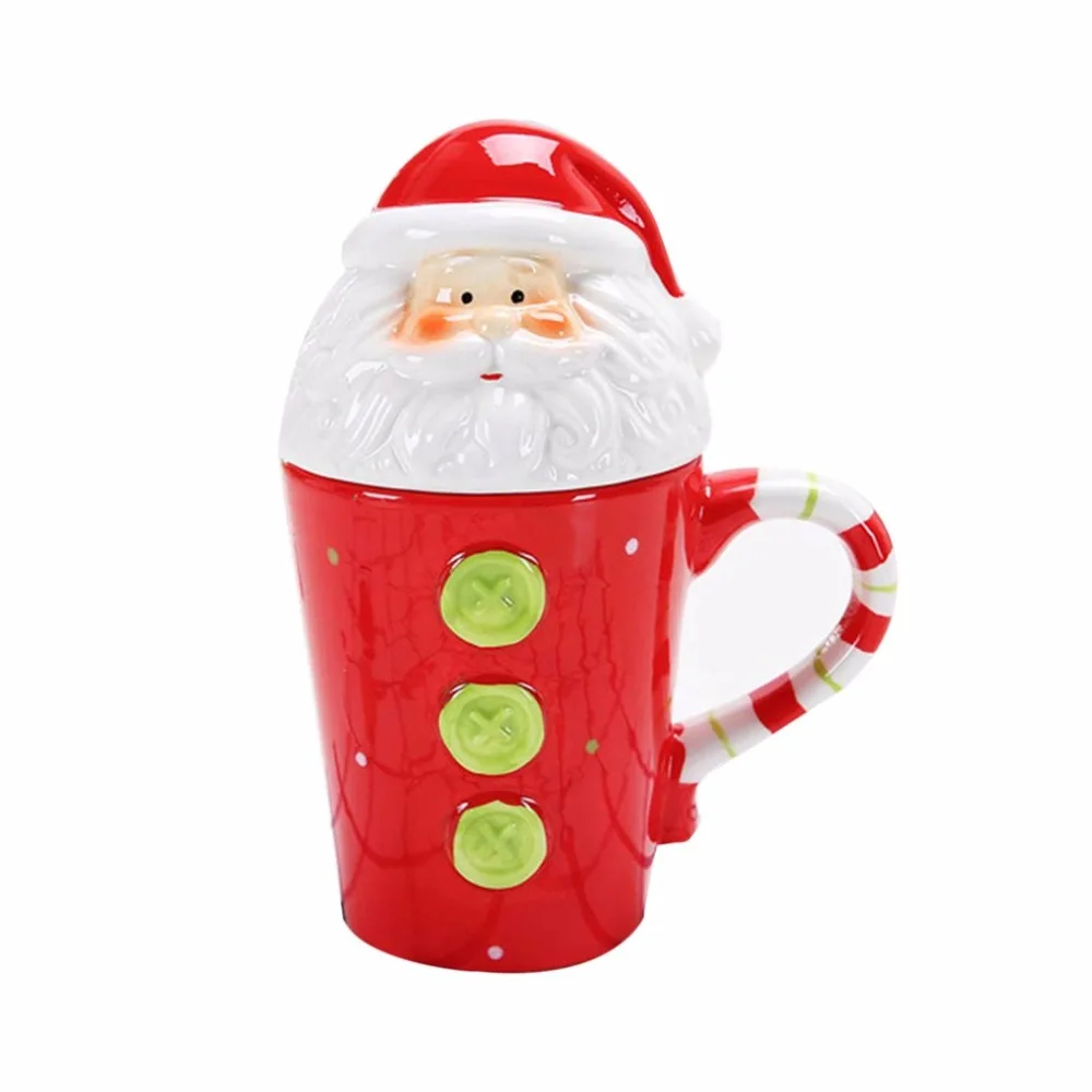 380ML Cute 3-Demensional Christmas Ceramics Mug Cup Milk Coffee Innovative Cartoon Pattern With Cover Drop Shipping | Дом и сад