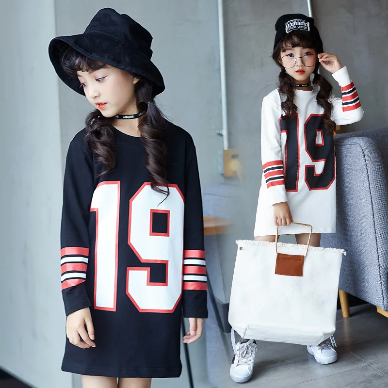 Детское платье для девочек хлопковая одежда с длинными рукавами осеннее