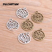 20pcs 1922mm new product two color round lotus charms plant pendant jewelry metal alloy jewelry marking