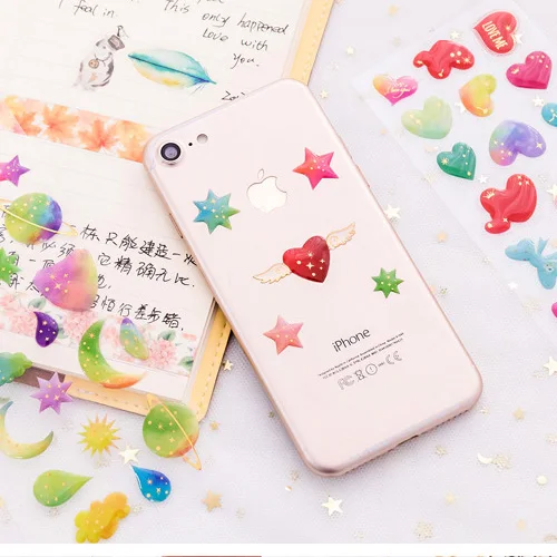 Мягкая кристальная наклейка Love Stars для iPhone X безделушки с цветами 7 Plus мобильный