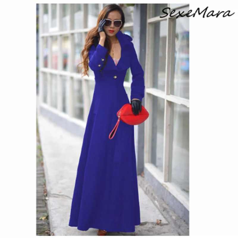 

Plus Size 2019 Slim Solid X-Long Winter Coat Women Single Button Black Casual Skirt Fashion Coat