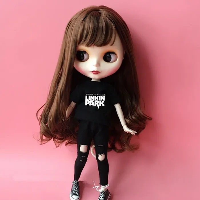 Комплект одежды из 2 предметов для куклы blyth 1/6 футболка+ штаны для куклы blyth jean, комплект одежды для куклы Барби, аксессуары для 1/6