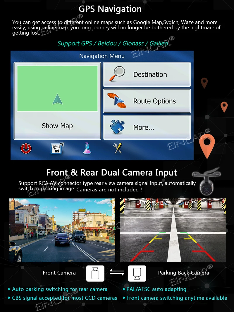 

FM/AM/RDS Radio Head Unit Wifi No DVD Audio Video Player in Dash Navigation Mirrorlink 1080P USB/SD Optional 4G/DVR/OBD2 Android